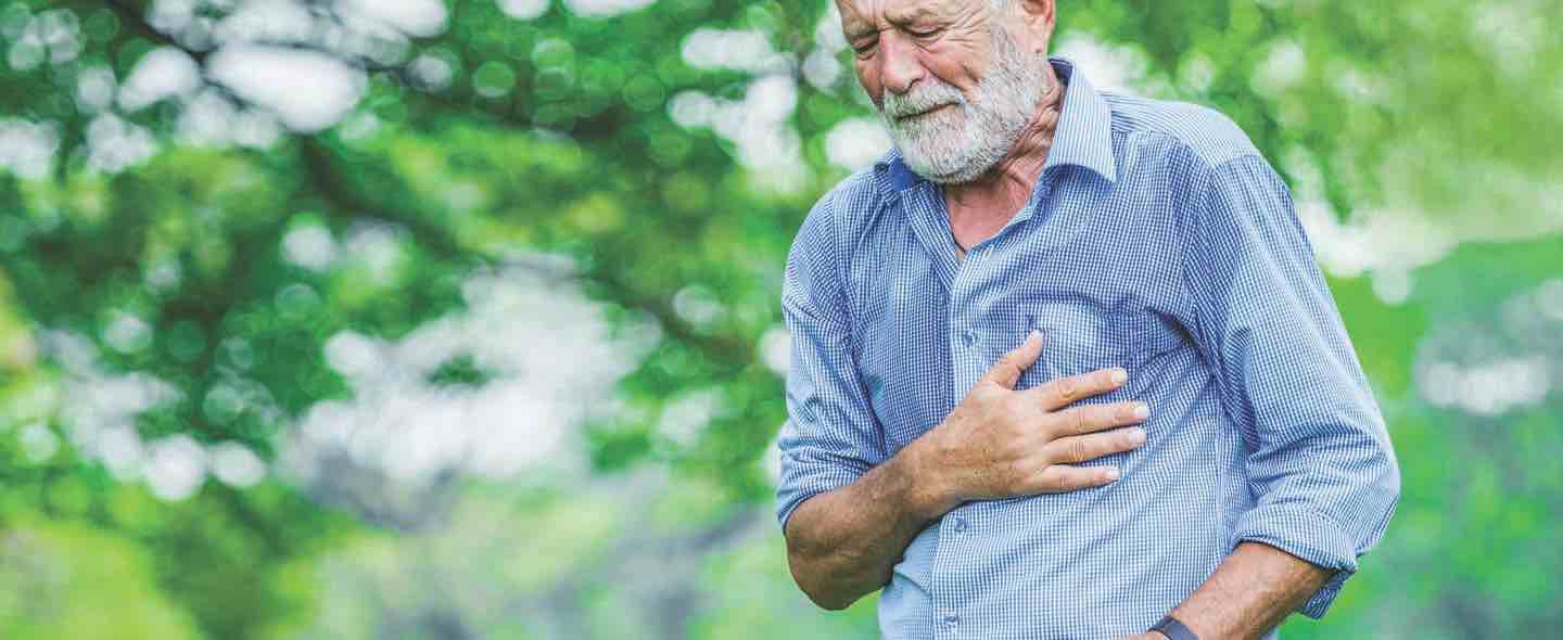 A senior citizen having heart ache